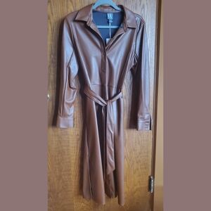 Brown Faux Leather Dress